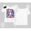Kayık Yaka Tshirt Hello Anime Kız Sevimli Karakter Baskılı