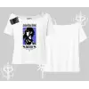 Kayık Yaka Tshirt Oversize Anime Kız Baskılı