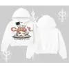 Kedi Baskılı Cant Busy Napping Y2K  Kapşonlu Crop Sweatshirt