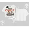 Kedi Baskılı Cant Busy Napping Y2K  Oversize Crop Tshirt