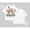 Kedi Baskılı Cant Busy Napping Y2K  Oversize Tshirt