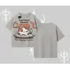 Kedi Baskılı Cant Busy Napping Y2K Oversize Tshirt - Çocuk