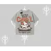 Kedi Baskılı Cant Busy Napping Y2K Oversize Tshirt - Çocuk