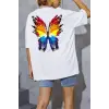 Kelebek Baskı Oversize T-shirt