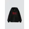 Kırmızı Dusk Baskılı Oversize Unisex Siyah