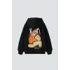 Korn Baskılı Oversize Unisex Siyah