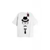 KRAVAT Unisex Oversize Yazılı Tshirt BEYAZ