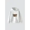 Leopar Eyes Baskılı Oversize Unisex Premium Beyaz