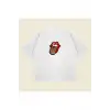 Leopar Rolling Stones Baskılı Oversize Unisex Pamuklu Nefes Alan Kalın Kumaşlı
