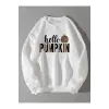 Leopard & Letter Graphic Pullover Sweatshirt Gri