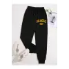 Letter Graphic Drawstring Waist 4 Mevsim Eşofman