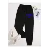 Letter Graphic Drawstring Waist 4 Mevsim Eşofman