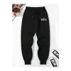 Letter Graphic Drawstring Waist Pants