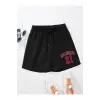 Letter Graphic Drawstring Waist Şort