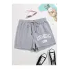 Letter Graphic Drawstring Waist Track Şort