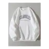 Letter Graphic Drop Shoulder Lined Sweatshirt MAVİRENK