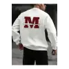 Letter Graphic Drop Shoulder Sweatshirt Beyaz