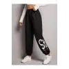 Letter Graphic Elastic Waist 4 Mevsim Eşofman
