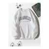 Letter Graphic Lined Sweatshirt Beyaz