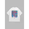 Liquid Rug Baskılı Oversize Unisex Beyaz