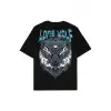 Lone Wolf Siyah Oversize Unisex T-shirt