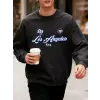 Los Angeles King Letter Creative Print Üst Giyim Bol Kesim Oversize Sweatshirt Jogging Modası