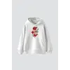 Love İs Real Baskılı Oversize Unisex Beyaz
