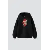 Love İs Real Baskılı Oversize Unisex Siyah