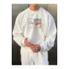 Manfinity Homme Hand Print Drop Shoulder Sweatshirt Beyaz