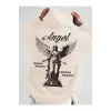 Manfinity Hypemode Letter & Figure Graphic Kangaroo Pocket Drawstring Hoodie Bej