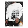 Manfinity LEGND Lion Print Lined Sweatshirt Beyaz