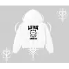 Meditasyon Yapan Kedi Baskılı Kapşonlu Crop Sweatshirt