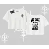 Meditasyon Yapan Kedi Baskılı Oversize Crop Tshirt