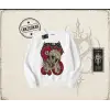 Metallica Kadın Oversize Unisex Bisiklet Yaka Sweatshirt Beyaz