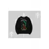 Midnight Petals Kedi Baskılı Biskilet Sweatshirt