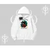 Midnight Petals Kedi Baskılı Kapşonlu Sweatshirt