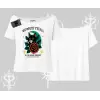 Midnight Petals Kedi Baskılı Kayık Yaka Tshirt