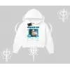 Missing Cat Baskılı Kapşonlu Crop Sweatshirt