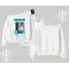 Missing Cat Baskılı Kayık Yaka Sweatshirt