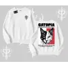 Modern Kedi Temalı Arka Baskılı Biskilet Sweatshirt