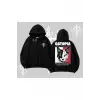 Modern Kedi Temalı Arka Baskılı Kapşonlu Sweatshirt