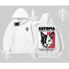 Modern Kedi Temalı Arka Baskılı Kapşonlu Sweatshirt
