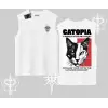 Modern Kedi Temalı Arka Baskılı Kolsuz Tshirt