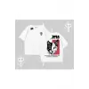 Modern Kedi Temalı Arka Baskılı Oversize Crop Tshirt