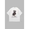 Money Hand Baskılı Oversize Unisex Beyaz