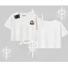 Need Coffee Right Meow Yazılı Kedi Baskılı Oversize Crop Tshirt