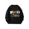 NITAGUT Halloween Print Sweatshirt Siyah