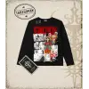 One Piece Anime Karakterleri  Biskilet Yaka  Long Sleeve Beyaz