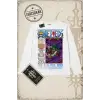 One Piece Anime Karakterleri  Biskilet Yaka  Long Sleeve Beyaz