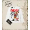One Piece Anime Karakterleri  Biskilet Yaka  Long Sleeve Beyaz